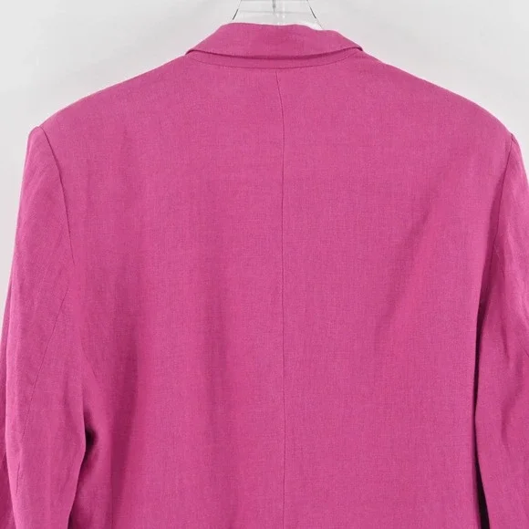 FARM RIO Womens Oversized Linen Blazer Size M Pink Single Breasted Shoulder Pads - Picture 12 of 13